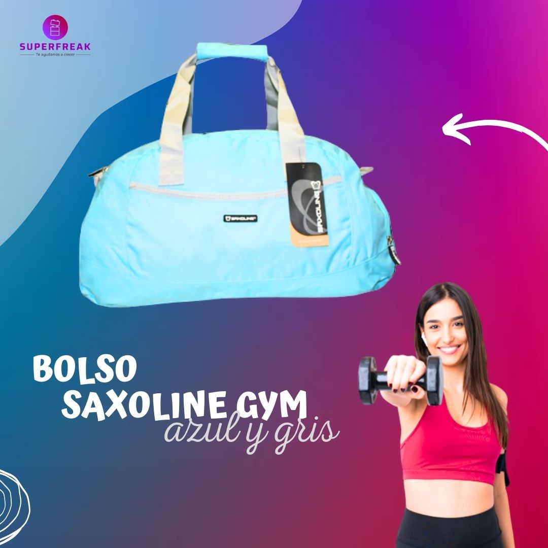 Bolso Saxolines de Gym Azul Cielo con Gris