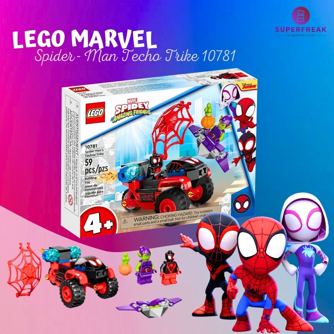 Lego 10781 Spiderman Techno Trike and Green Goblin Spidey Amazing Friends (59 pzas)